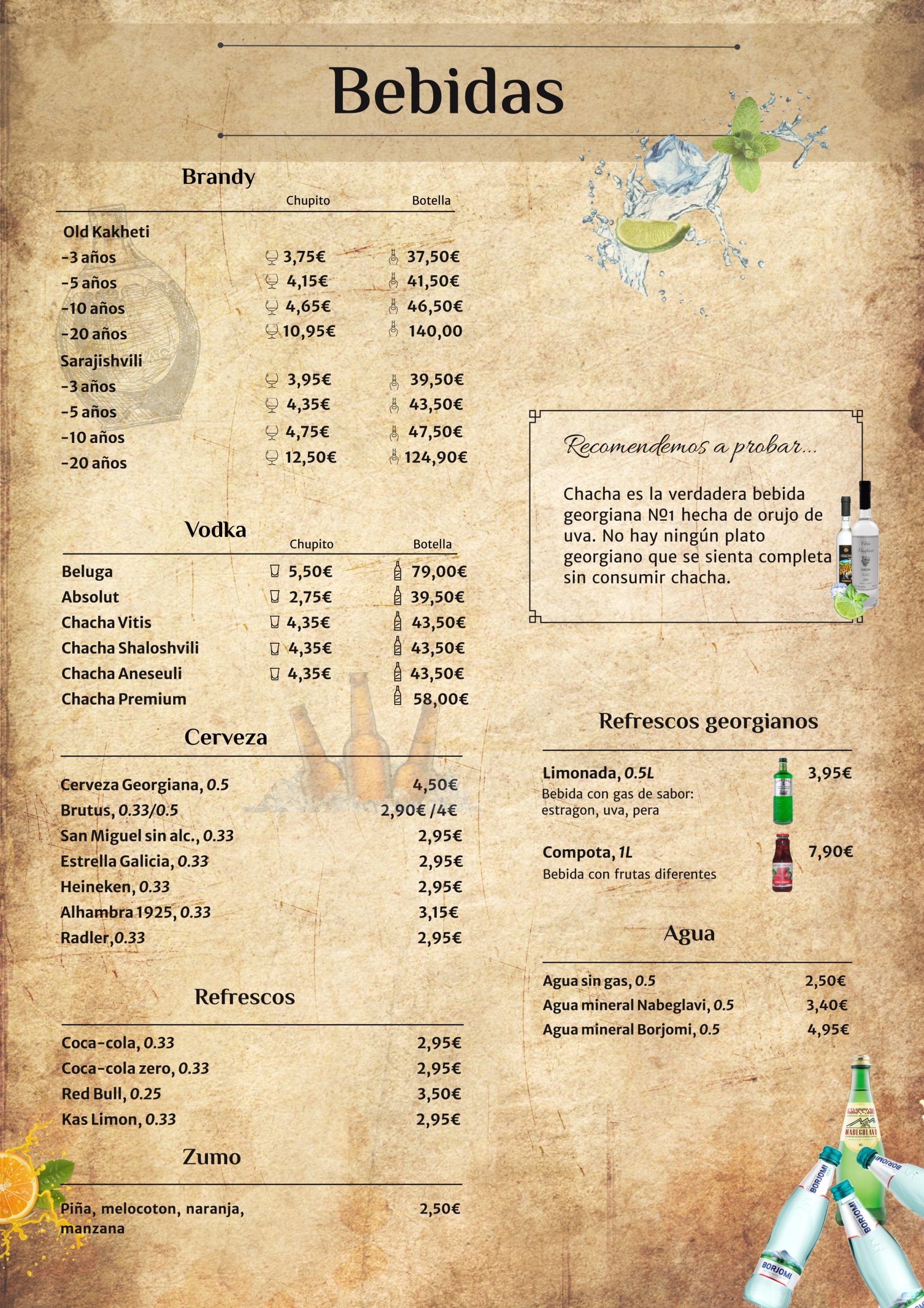 Carta de bebidas ES